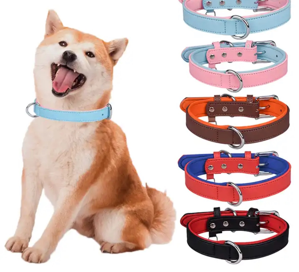 Coleira para cachorro resistente em couro, respirável, personalizada em cores