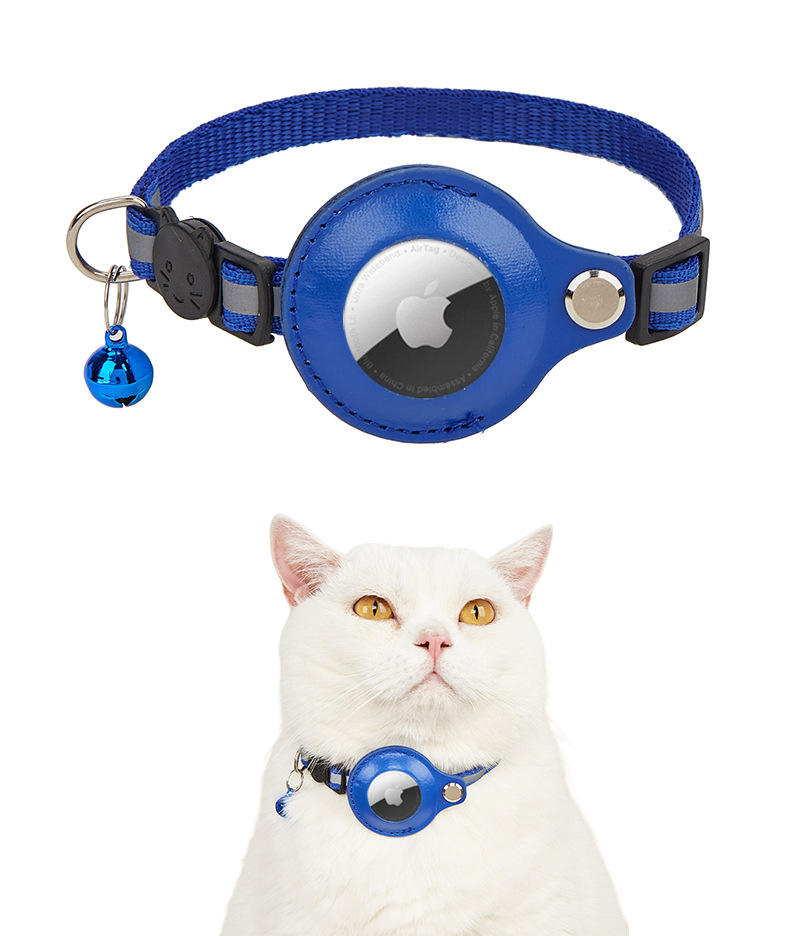 Acessórios para Animais de Estimação Coleira Refletiva Ajustável para Gato com Suporte para Air Tag