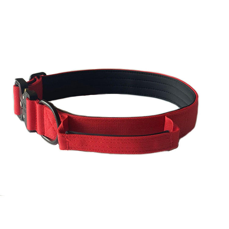 Coleira Tática de Nylon Macio com Fivela de Metal Ajustável e Durável, Reforçada em Neoprene com Alça K9 para Cães