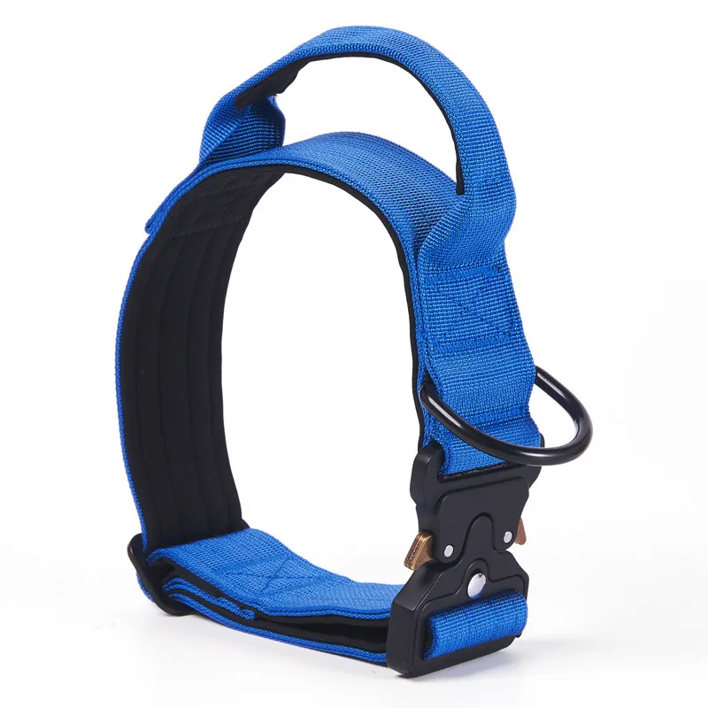 Coleiras Táticas Personalizadas para Cães, Ajustáveis, Coleira de Cão Pesada com Fivela de Metal e Alça de Controle