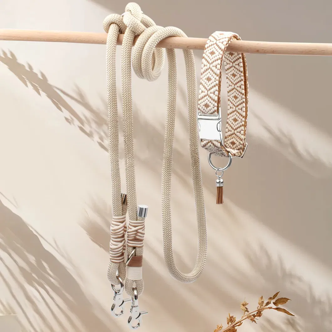 Conjunto de Coleira e Guia para Cães de Novo Design Luxuosa Trançada à Mão Guia Sem Mãos