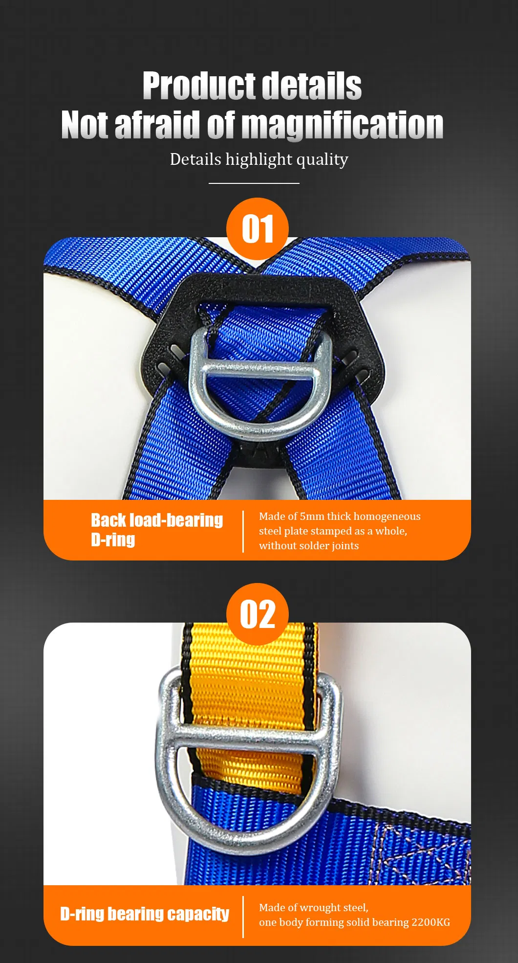 CE En355 En361 100% Cinto de Segurança para Queda com Ponto de Suspensão Multi-D-Ring em Poliéster