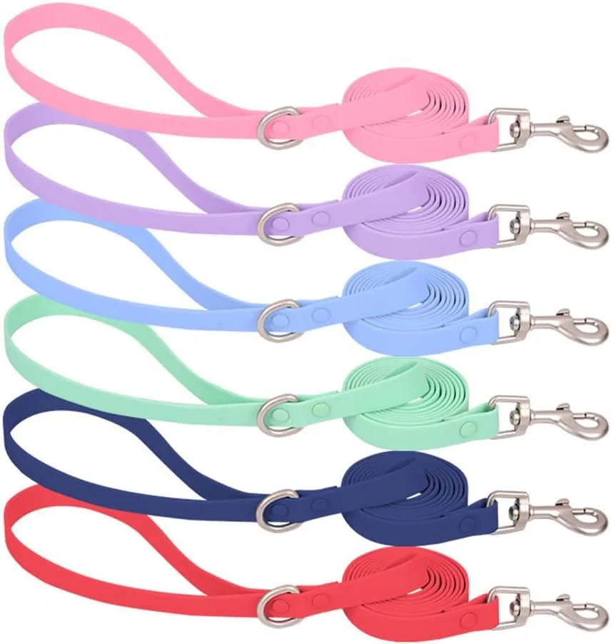 Conjunto de Coleira e Guia para Cachorro à Prova d'Água Ajustável Durável de Borracha Macia PVC