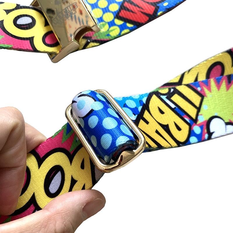Coleira de Cachorro Personalizada em Poliéster Ajustável de Alta Resistência 38 mm com Logo Personalizado e Fivela de Liga
