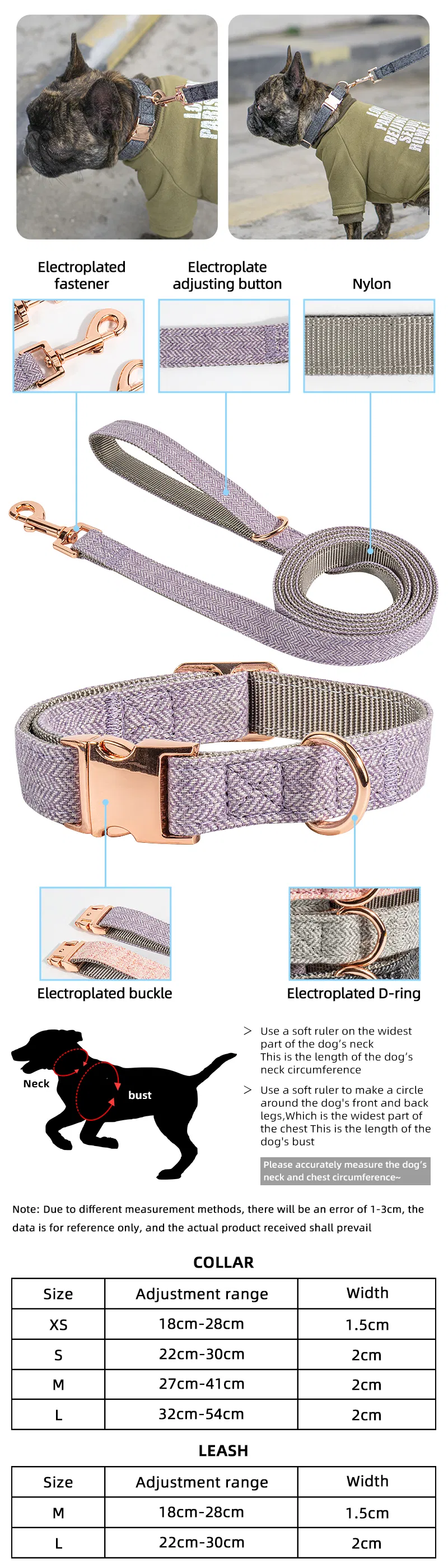 Colares para cães personalizados ajustáveis