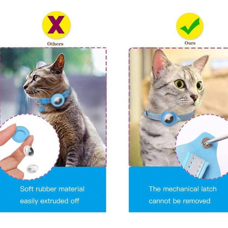 Coleira Refletiva Ajustável para Localizador de Animais de Estimação ao Ar Livre para Rastreador Airtag de Gato