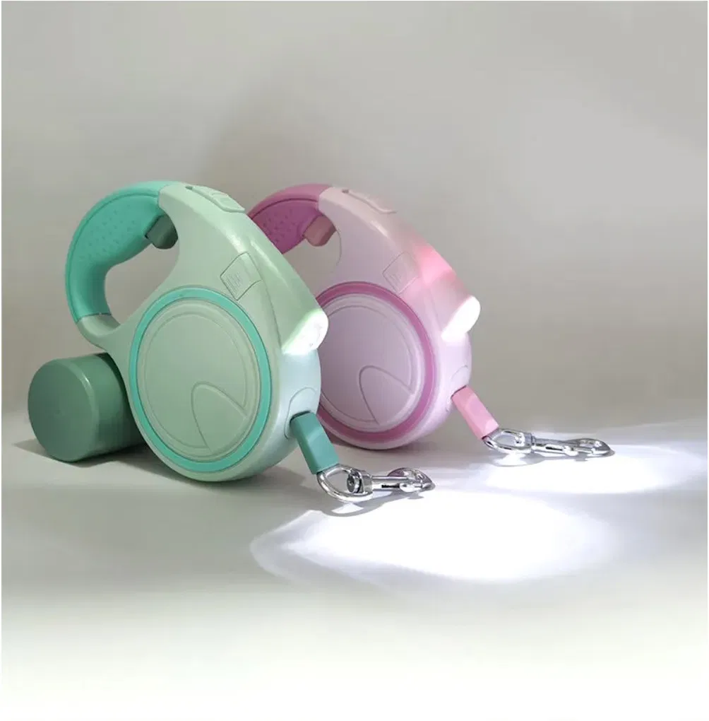 Coleira Retrátil Automática de Luxo com Luz LED para Cães