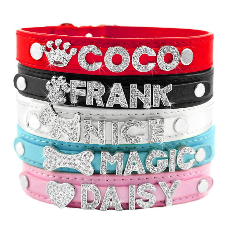 Coleira de Pet com Strass Personalizada com Charms de Nome