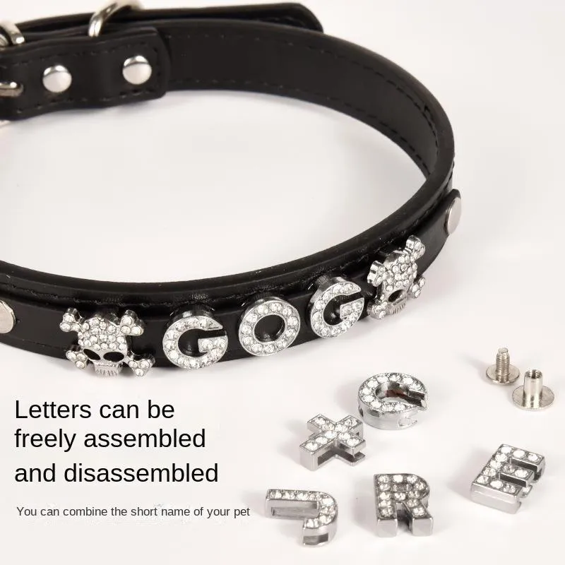 Coleira de Pet com Strass Personalizada com Charms de Nome
