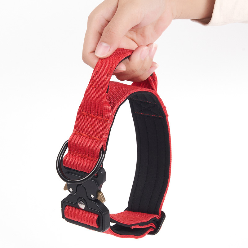 Coleiras Táticas Personalizadas para Cães, Ajustáveis, Coleira de Cão Pesada com Fivela de Metal e Alça de Controle