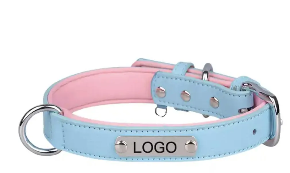 Coleira para cachorro resistente em couro, respirável, personalizada em cores