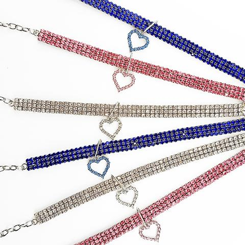 Colar de Pet em Forma de Coração, Corrente para Cachorro, Colar de Amor em Cristal para Gato, Joia para Animais de Estimação