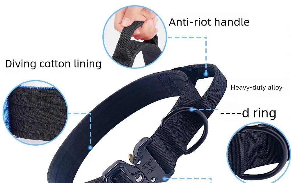 Coleira Tática Personalizada para Cães, Coleira de Metal Resistente para Treinamento e Exercício de Cães