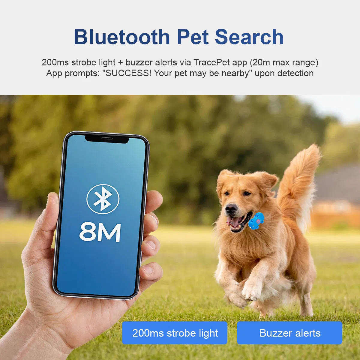 Dispositivo de rastreamento mini para animais de estimação OEM, com modo de sono, monitor de saúde, WiFi, Bluetooth e GPS, coleira para pets ao ar livre