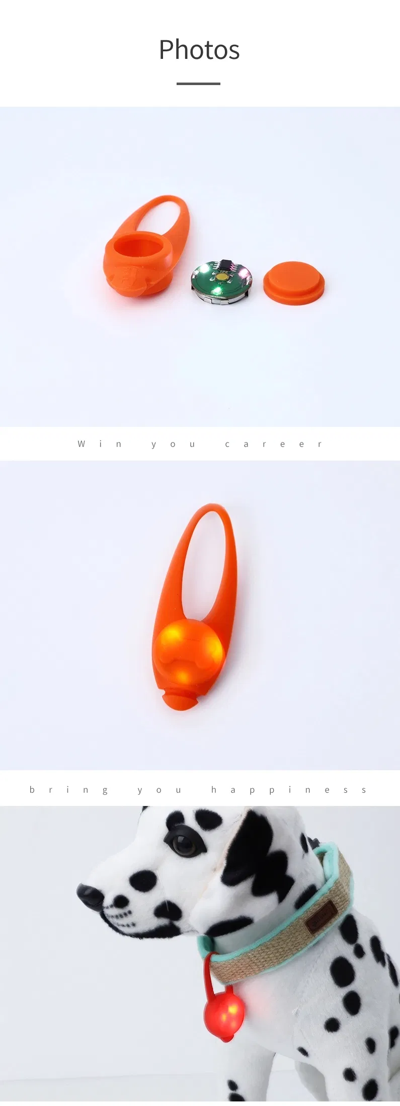 Novo Design Natal Noite Segurança Silicone Piscando Brilho Clip-on Cão Marca Pingente Gato Etiqueta LED Luz Coleira Pet