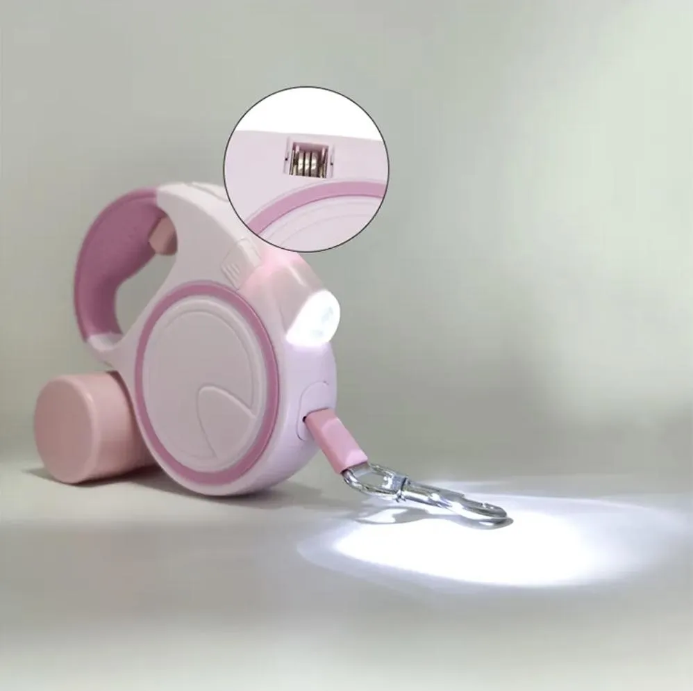 Coleira Retrátil Automática de Luxo com Luz LED para Cães