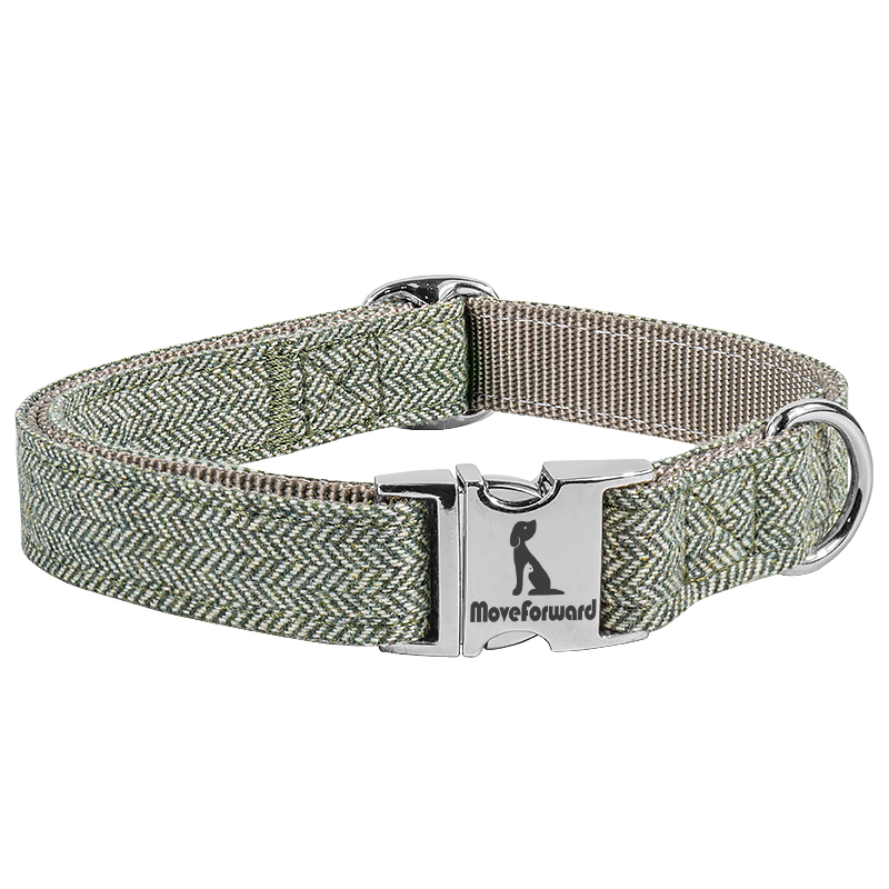 Designer de Moda para Animais Laser Logo na Fivela Cor Twill Cinza Nylon Cinta para Coleira de Cachorro Médio