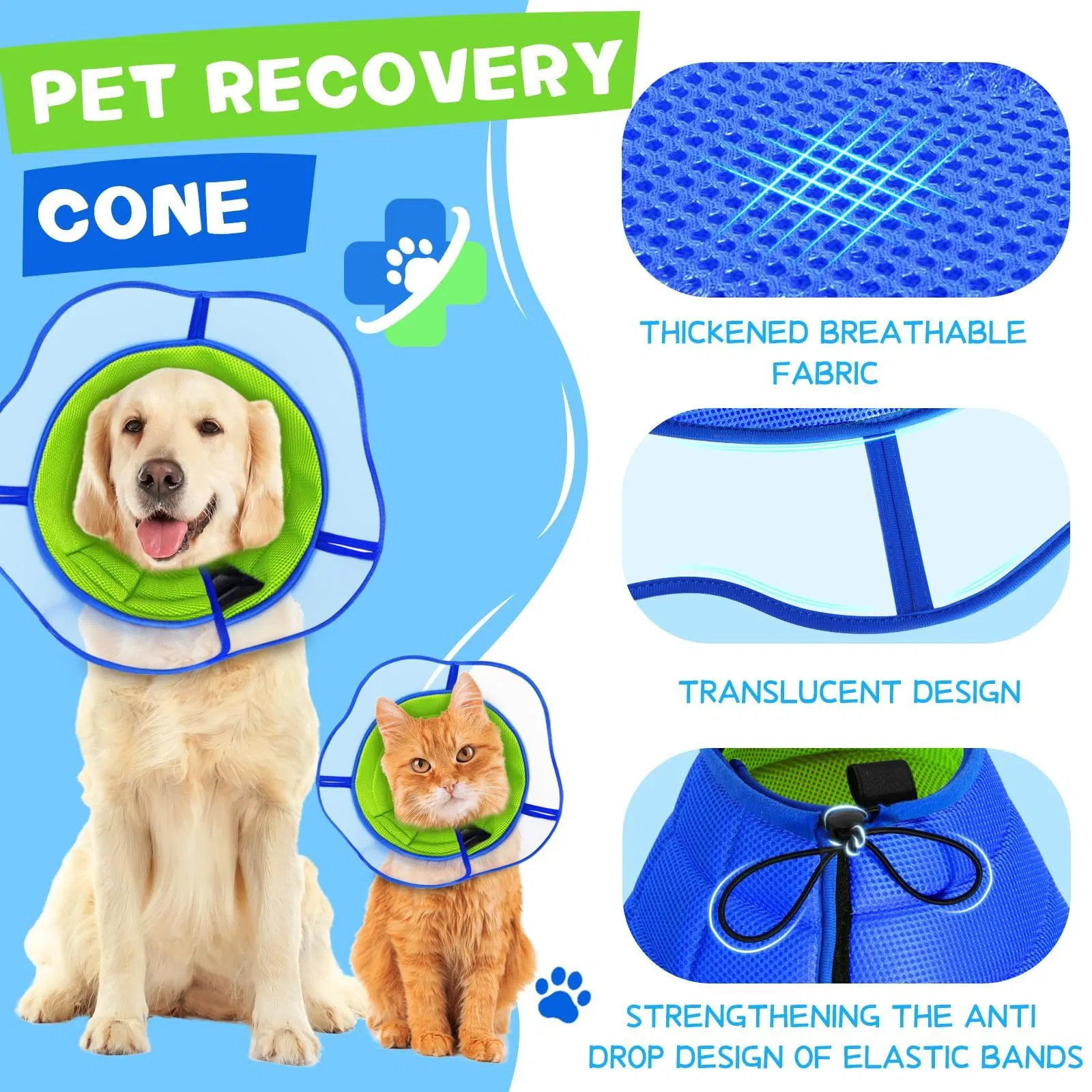 Coleira Elizabeth com Design DOT - Impedir que os animais de estimação lamam feridas