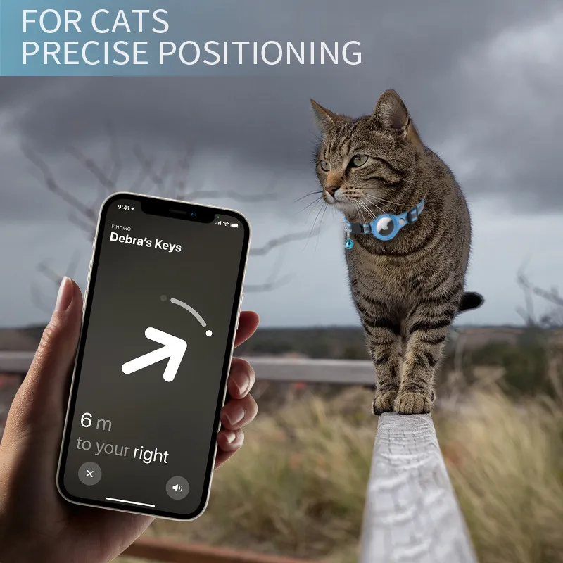 Rastreadores de GPS para cães da Apple, colar anti-perda para gatos, sino, colar refletivo