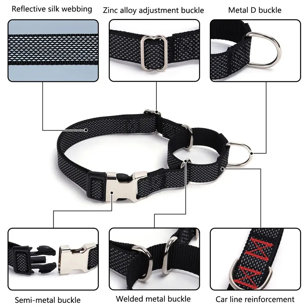Coleira de Cachorro Refletiva Personalizada em Nylon Anti Impacto para Cães Pequenos, Médios e Grandes, Acessórios para Treinamento de Animais de Estimação