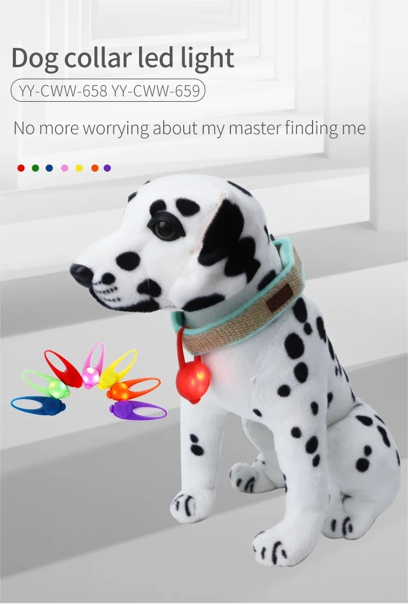 Novo Design Natal Noite Segurança Silicone Piscando Brilho Clip-on Cão Marca Pingente Gato Etiqueta LED Luz Coleira Pet
