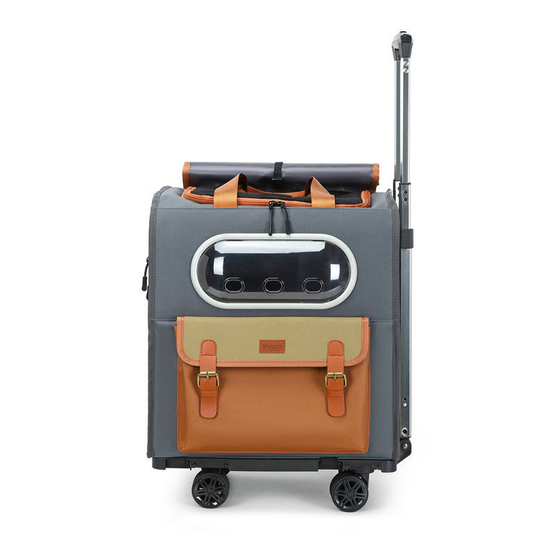 High Quality Breathable Oxford Pet Carrier Backpack Trolley Bag with Button Closure Large Capacity for Dogs