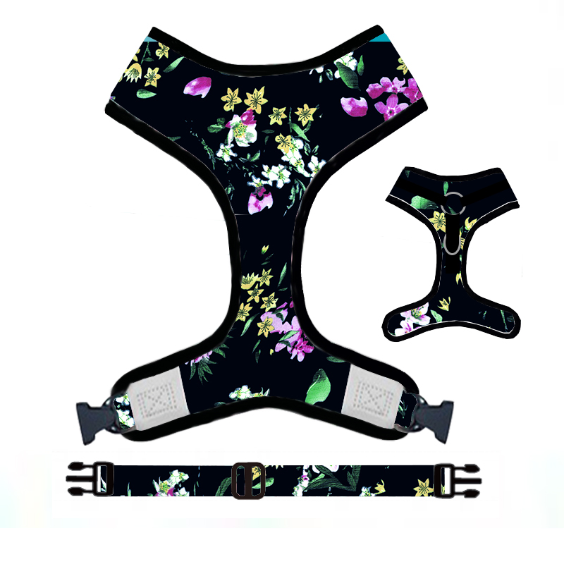 Wholesale Custom Soft Neck Adjustable Pet Dog Harness and Leash Personalized Print Polyester All Seasons Eco-Friendly Bowknot Pet Supplies