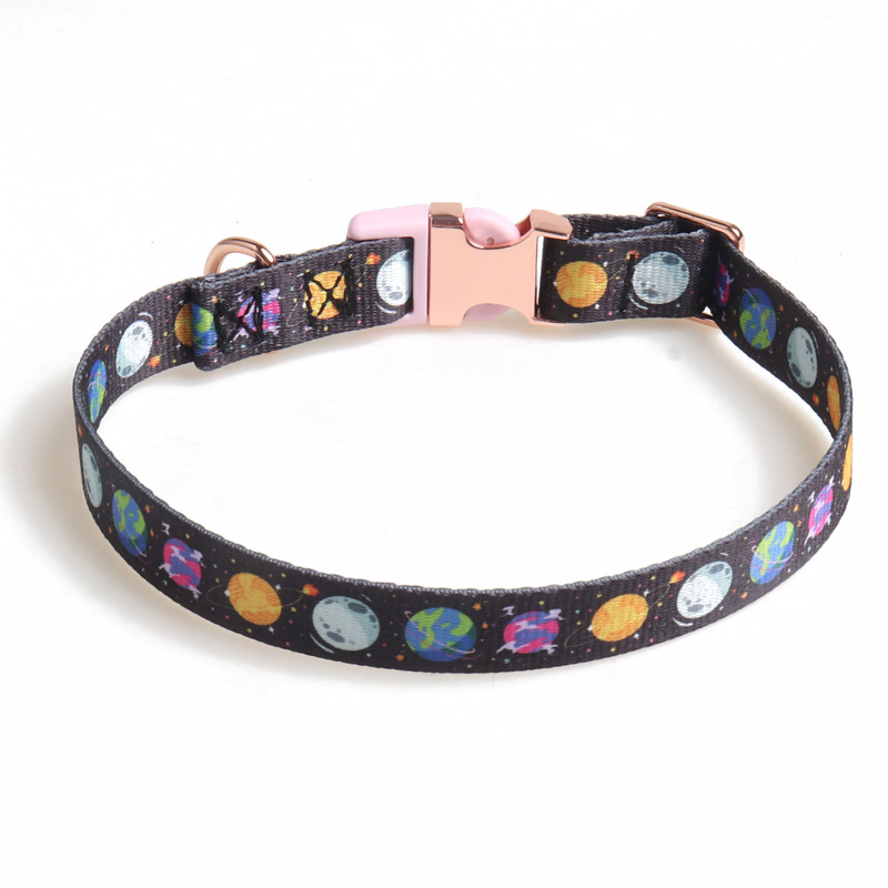 Pet Collar New Dog Collar Rose Gold Semi-Metal Design Thick Ribbon Dog Collar