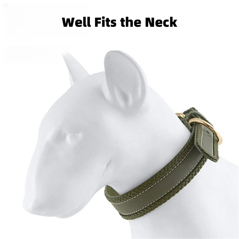 OEM ODM Pet Product Manufacturer Custom Leather Dog Collar in Bulk Personalised Pet Collar Adjustable Classical Real Leather Collar