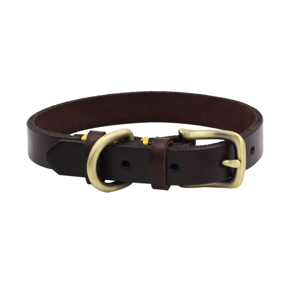 Personalized Strong Durable Genuine Leather Pet Dog Collar with Engraved Tag
