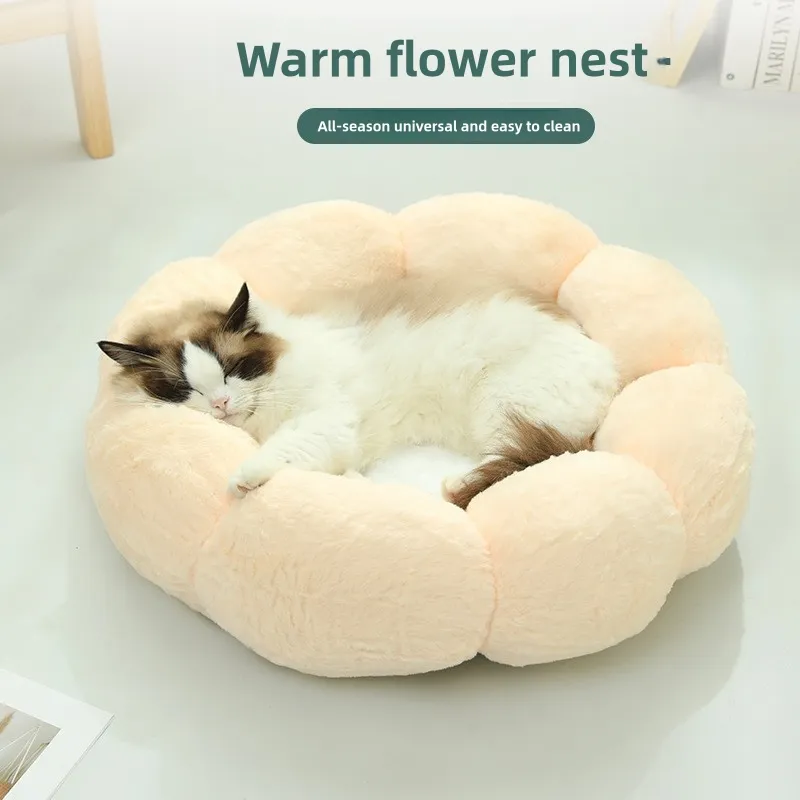 Calming Round Pet Bed Orthopedic Flower Mat