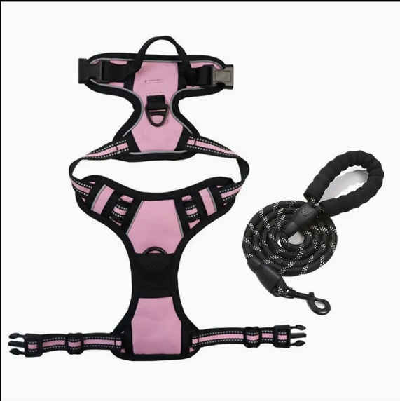 Reflective Straps Pet Harness and Leash Set for Large Dogs