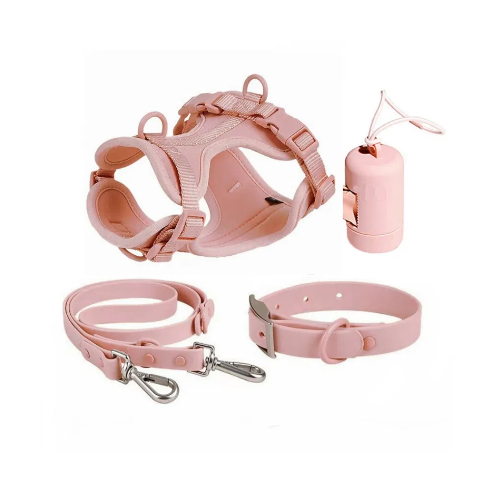 Wholesale Dog Harness Combine with Waterproof Collar Leash &amp; Poop Bag Holder Offer by Pet Product Manufacturer Brand Logo Soft Neoprene Pet Vest