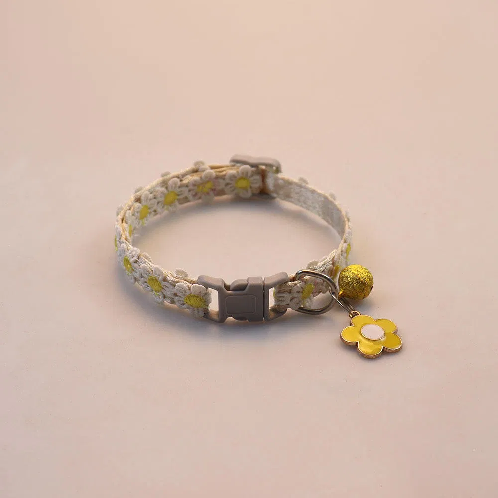 Flower and Bell Decoration Pet Collar for Kitten Puppy