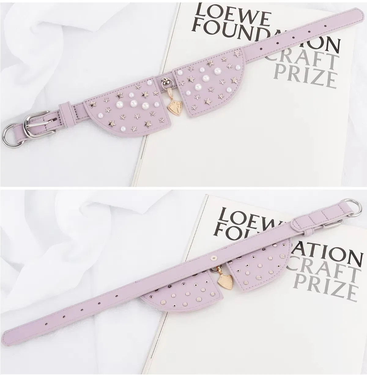 Personalized Color and Bling Decoration Purple Rhinestone Puppy Collar for Small Dogs Wide Safety Vegan Biodegradable Luxury