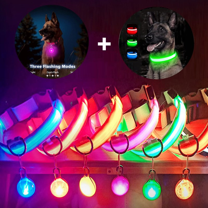 2025 Hot Selling Glow-in-The-Dark LED Dog Collar for Safe Night Walks
