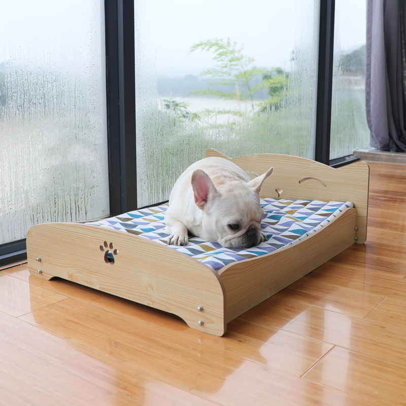 Pet Bed, Wooden Bed for Cats and Dogs, Sofa Bed, for Cats and Small Dogs, Suitable for All Seasons Wbb17406