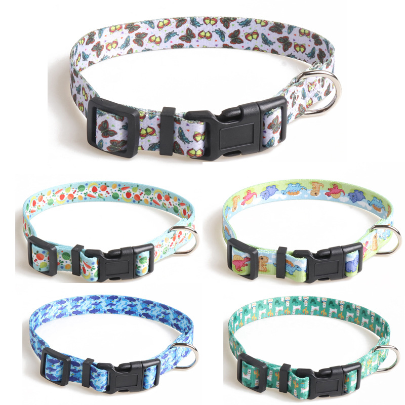 New Pet Products New Hand-Painted Design Ribbon Dog Collar Animal Series Plastic Buckle