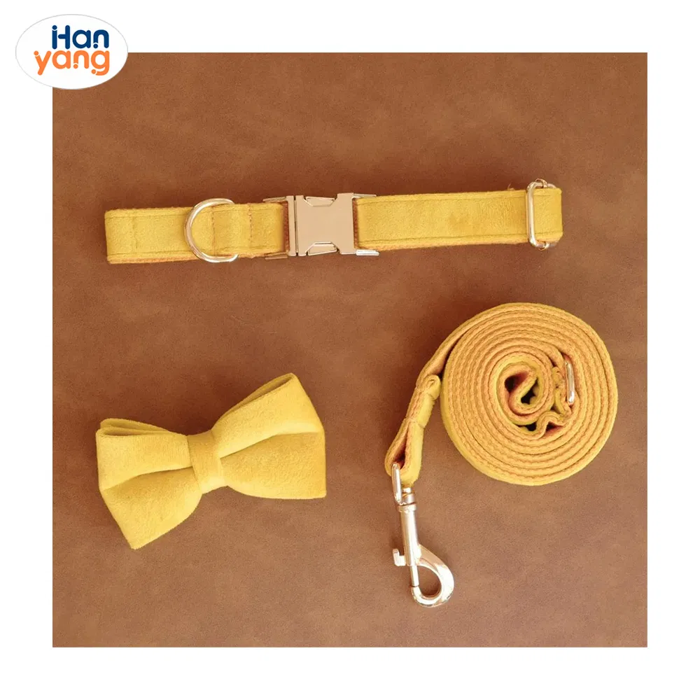 Hanyang Personalized Popular Custom Eco-Friendly Cotton Dog Leash Pet Collars with Cute Bowknot