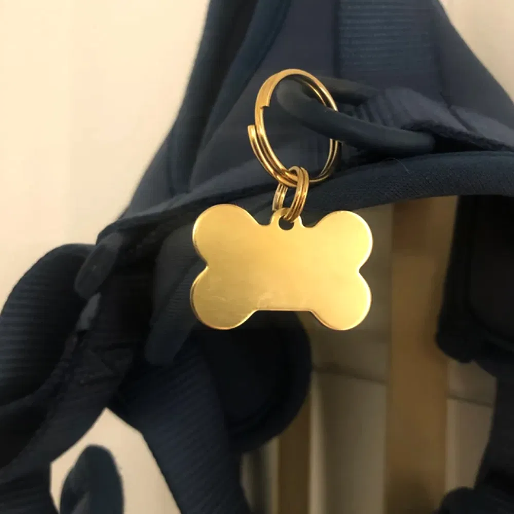 Custom Pet Products Logo Stainless Steel Engraved Metal Blank Charm Tag Logo Dog Tag Gift Cute Personalized Gold Metal Pet Tags Collar