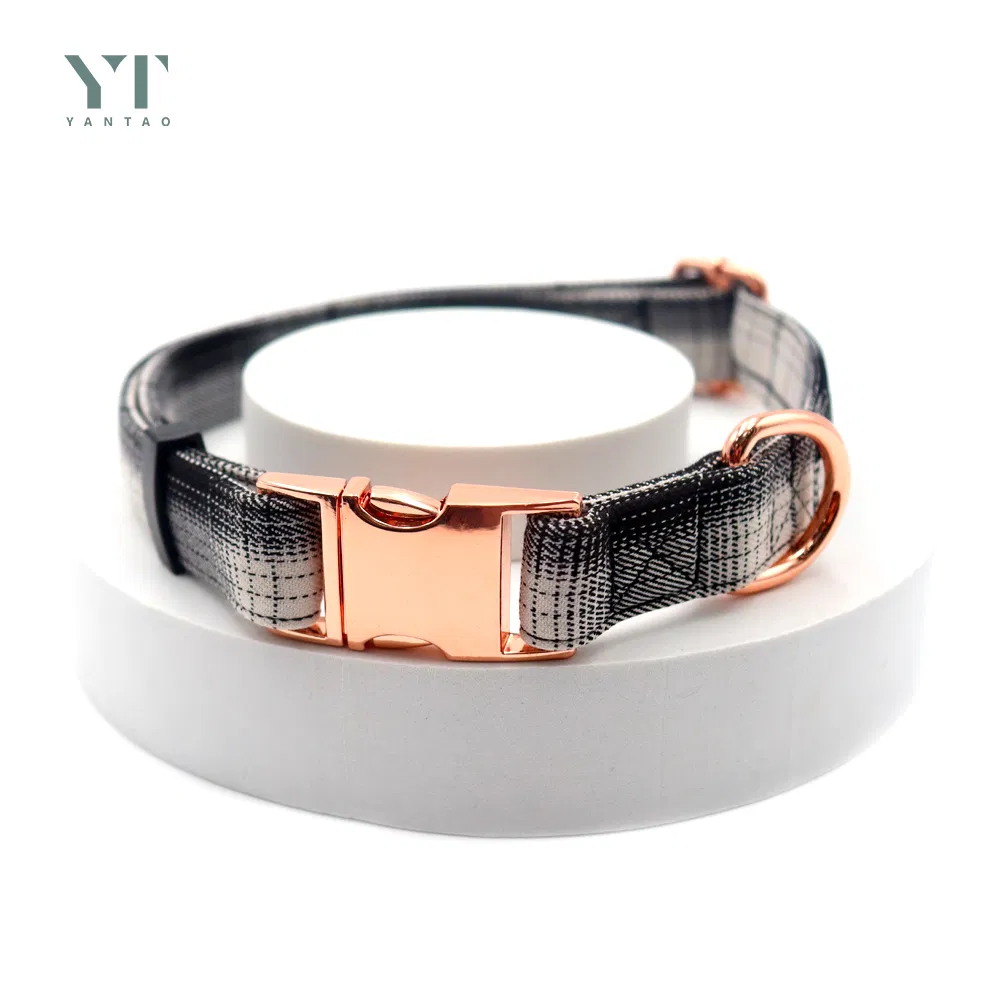 Custom Luxury Pet Supplies Fabric Designer Cotton Dog Leash and Collar Set Metal Buckle Dog Leash and Collar for Dogs