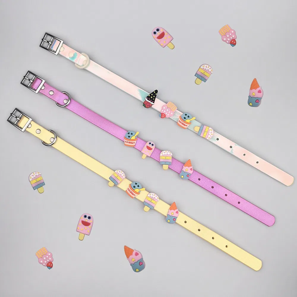 DIY Waterproof Dog Collar with Cute Ice Cream Accessory New Fashion Pet Accessories DIY Charms for Silicone Dog Cat Collars