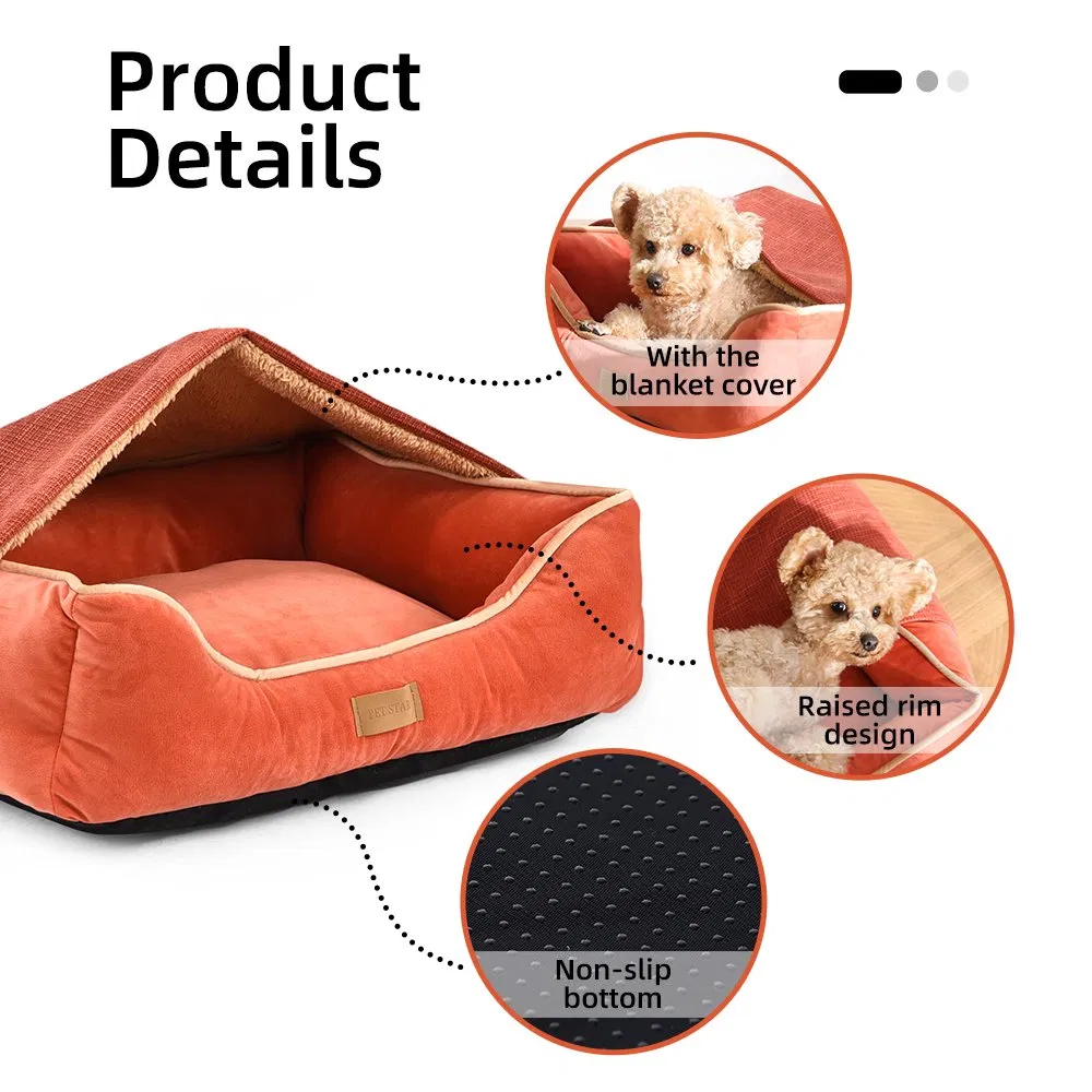 2 in 1 Multifunctional Pet Soft Bed Puppy Cat Cave Blanket Cover Raised Dog Bed