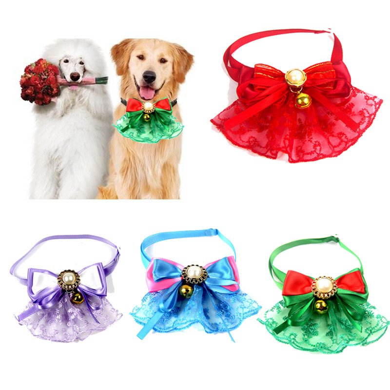 Manufacturers Sales Pet Bow Tie Collar Lace Bell Cat Dog Necklace