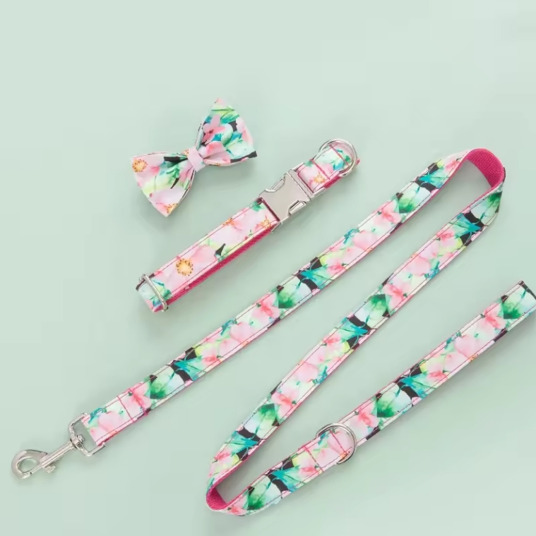 Ajustable Puppy Collar Floral Pattern Stylish and Charming Pet Accessory