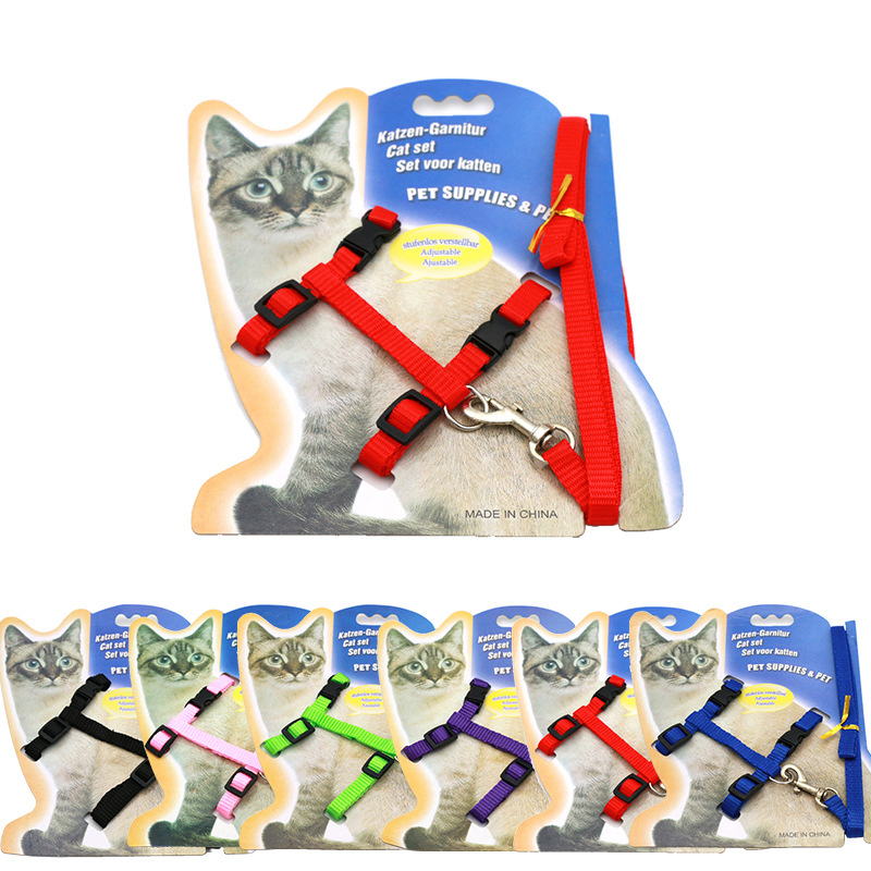 Cat Collar Harness Leash Adjustable Nylon Pet Traction Cat Kitten Dog Halter Collar Gato Cats Products Pet Harness Belt
