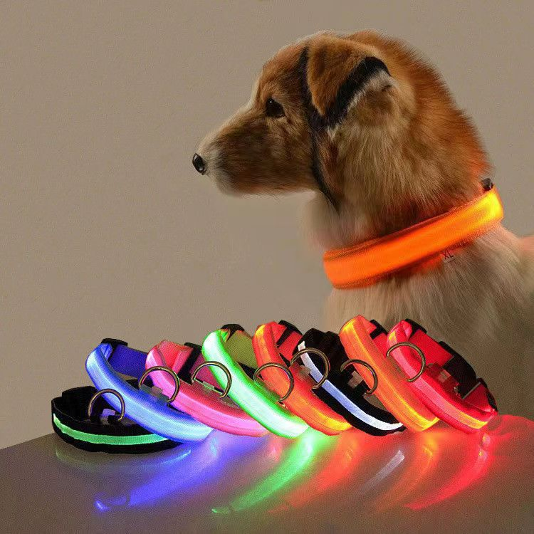 USB Chargeable Flshing Christmas Light up Dog Collar LED Night Anti-Lost Dog Collar Glow in The Dark PVC Dog Collar Leash
