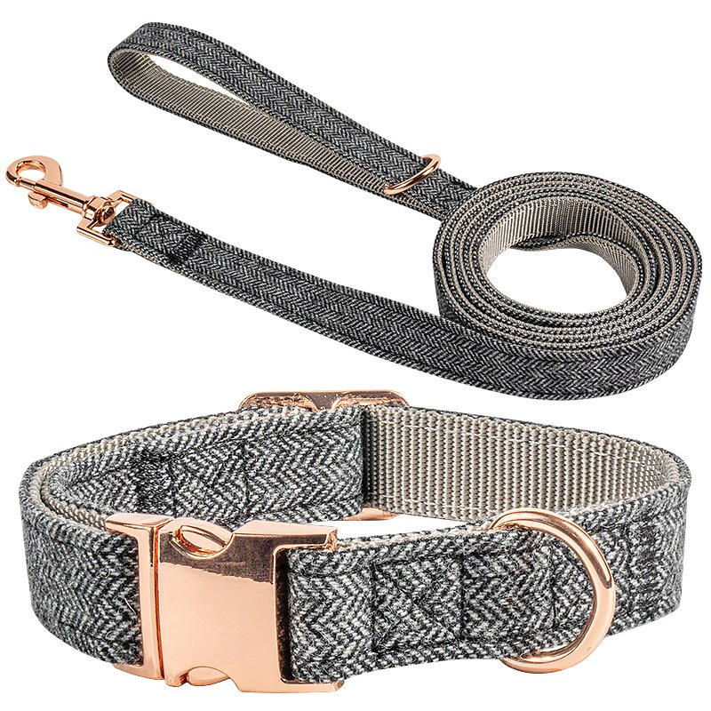 Hot Sale Rose Gold Buckle Clip Custom Color Pet Collar in Stock Adjustment Size Dog Collar and Leash Set