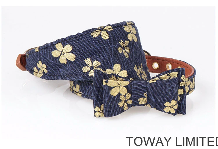 Cotton Dog Bandanas PU Collars Pet Leashes Pet Supply