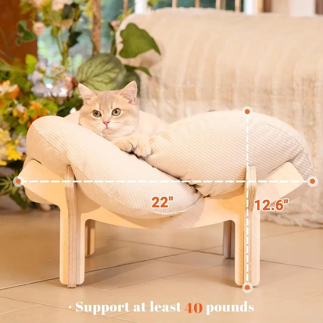 Natural Wooden Raised Cat Bed
